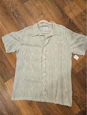 Allfenix Men's 100% Rayon Zebra Print Button-Up Shirt - Medium